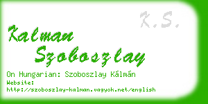 kalman szoboszlay business card