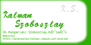 kalman szoboszlay business card